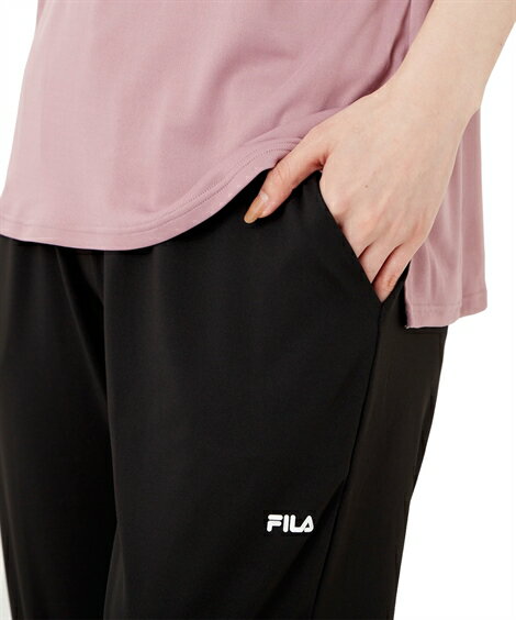 ヨガウェア レディース FILA 水陸両用 5分袖 Tシャツ パンツ 2点セット ブラック/ホワイト/ラベンダー M/L/LL ニッセン nissen