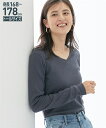 Tシャツ カットソー トールサイズ レディース 綿100% Vネック オフホワイト~杢グレー M/L ニッセン nissen