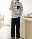 ルームウェア メンズ パイル 長袖 上下セット グレー系/黒系 M/L/LL ニッセン nissen
