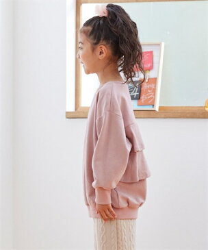 トレーナー キッズ 女の子 後ろフリル チュニック 子供服 ジュニア服 スモーキーブルー/モカベージュ 身長100/110/120/130cm ニッセン nissen
