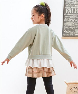 トレーナー キッズ 女の子 重ね着風 フリル 子供服 ジュニア服 スモーキーラベンダー/ベージュ 身長140/150/160cm ニッセン nissen