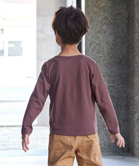 Tシャツ カットソー キッズ もっとゆったりサイズ 綿100％ ポケット付 長袖 男の子 女の子 子供服 ジュニア服 オフホワイト/スモーキーラベンダー/モカ/黒 身長140/150/160cm ニッセン nissen