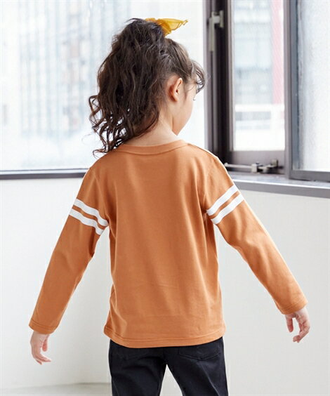 Tシャツ カットソー キッズ 綿100％ 袖プリント 長袖 男の子 女の子 子供服 ジュニア服 キャメル ライン /ベージュ GREATEST柄 /黒 FINALISE柄 /杢グレー ライン 身長100/110/120/130cm ニッセン nissen