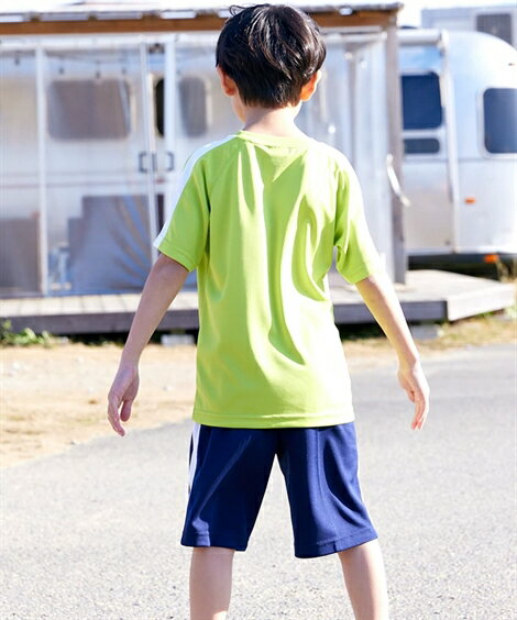 スポーツウェア 上下セット キッズ 男の子 SQUADS スカッズ ライン切替T スーツ 半袖 Tシャツ ＋ ハーフ パンツ 女の子 子供服 ジュニア服 オレンジ＋ブラック/ブルー＋ネイビー/ライム＋ネイビー 身長140/150/160cm ニッセン nissen