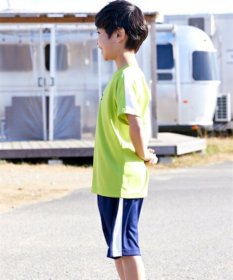 スポーツウェア 上下セット キッズ 男の子 SQUADS スカッズ ライン切替T スーツ 半袖 Tシャツ ＋ ハーフ パンツ 女の子 子供服 ジュニア服 オレンジ＋ブラック/ブルー＋ネイビー/ライム＋ネイビー 身長140/150/160cm ニッセン nissen