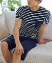 パジャマ メンズ 接触冷感 パイル ルームウェア 上下セット 夏 オフホワイト系/ネイビー系 3L〜10L ビッグ ラージ 部屋着 ニッセン nissen