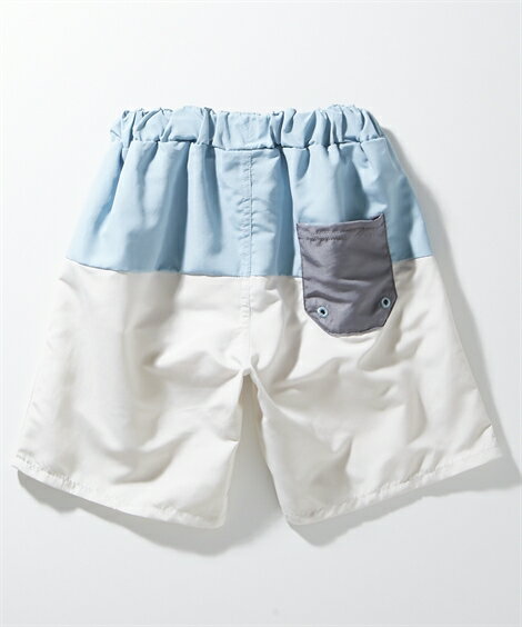 水着 キッズ 男の子 切替え 配色 スイム パンツ サックス/ネイビー 身長100/110/120/130cm ニッセン nissen