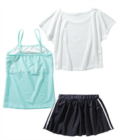 水着 キッズ 女の子 セパレート カバーアップ付 ホワイト 身長120/130cm ニッセン nissen