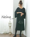 喪服 礼服 ブラックフォーマル ワンピース レディース Neina 洗える 防しわ 前開き キーネック デザイン 黒 S/M/L 冠婚葬祭 フォーマルワンピース...