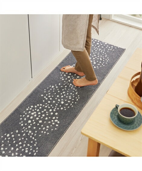 キッチンマット キッチン マット 北欧風 デザイン ふんわり グレー グレー 約 45×252cm 