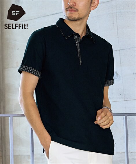 ポロシャツ メンズ 2枚衿 配色デザイン カノコ 黒系 3L〜10L ビッグ ラージ ニッセン nissen