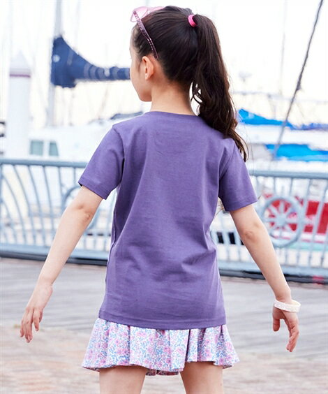 Tシャツ カットソー キッズ 綿100％ プリント 半袖 5枚組 男の子 女の子 子供服 ジュニア服 パープル チャコール系/ピンク モカ系 身長100/110/120/130cm ニッセン nissen