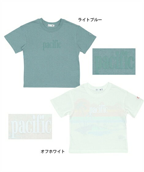 Tシャツ カットソー キッズ 男の子 女の子 BABYDOLL 親子お揃い Ocean Pacific バック プリント 6738K オフホワイト/ライトブルー 身長80〜150cm ニッセン nissen