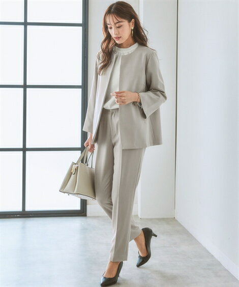 green label relaxing ノーカラースーツ上下　ベージュ ユナイテッドアローズ グリーンレーベル リラクシングの