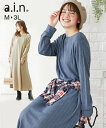 【店内全品★送料無料！4/19 AM10:59まで】マタニティ ワンピース 授乳服 ママ 産前 産後 a.i.n ランダムリブ ニット フレアア 冬 ピンク/ベージュ/青 M/L ニッセン nissen