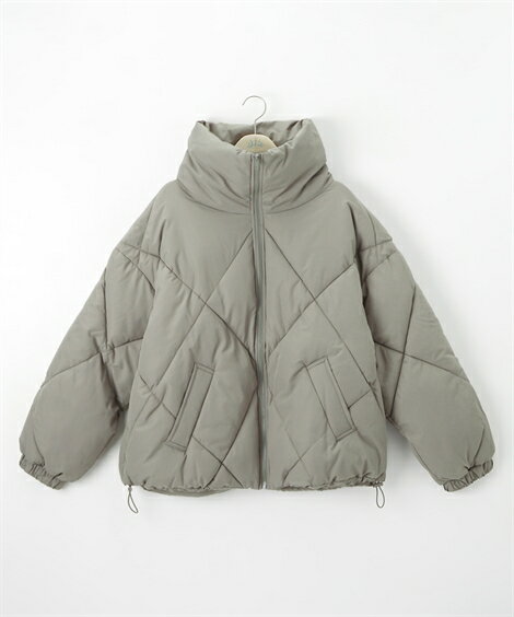 大きいサイズ レディース ダイヤキルトBIG カラー ブルゾン カーキ/クロ LL/3L/4L ニッセン nissenのサムネイル