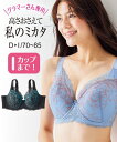 ＼クーポンで55％OFF 10/24 9:59まで／ブラジャー ワイヤー入り レディース グラマーサイズ ミカタのブラ 脇高 ブルー/黒 H70〜I85 ニッセン nissen