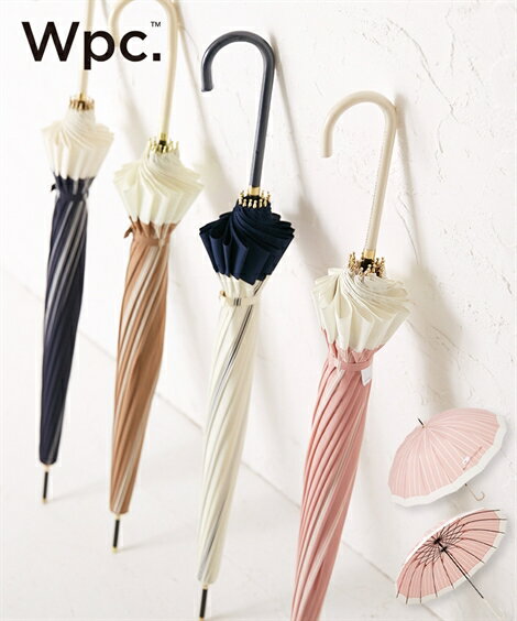 傘 レディース Wpc. ダブリュピーシー 16本切り継ぎストライプ オフ/ネイビー/ピンク/ベージュ ニッセン nissenのサムネイル