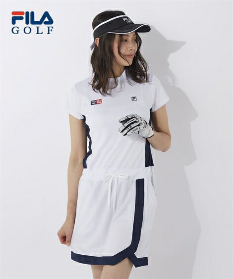 フィラ スポーツウェア トップス FILAGOLF 大きいサイズ レディース FILA GOLF 吸汗速乾 UVカット FILA柄 ワンピース 753-401 フィラ ゴルフ 夏 ホワイト 4L/5L/6L トレーニング フィットネス 運動 ジム ニッセン nissen