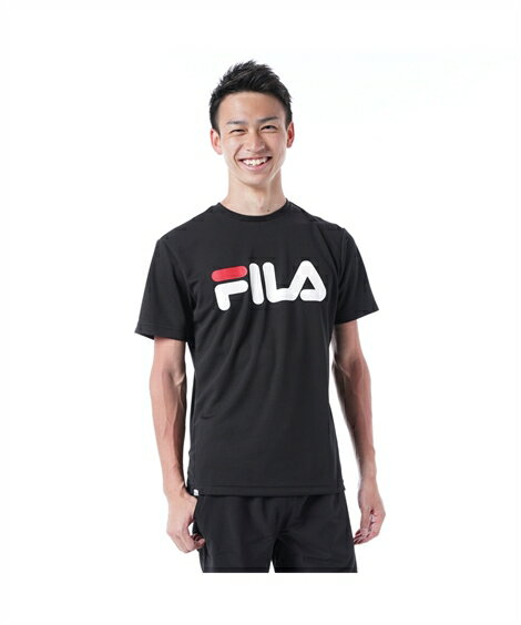 フィラ スポーツウェア トップス FILA メンズ ビッグロゴ ドライ 半袖 Tシャツ 吸水速乾 UVカット ユニセックス ネイビー/ブラック 3L/4L/5L トレーニング フィットネス 運動 ジム ニッセン nissen