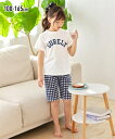 パジャマ 子供服 キッズ 綿100% チェック柄 パンツ 半袖 ルームウェア 男の子 女の子 ジュニア服 オフホワイト ネイビー系/ブルー ブラック系 身長140/150/160cm 部屋着 ナイトウェア ニッセン nissen