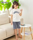 ＼18%OFFセール 12/28 9:59まで／パジャマ キッズ 綿100％ チェック柄 パンツ 半袖 ルームウェア 男の子 女の子 子供服 ジュニア服 オフホワイト＋ネイビー系/ブルー＋ブラック系 身長140/150/160cm ニッセン nissen