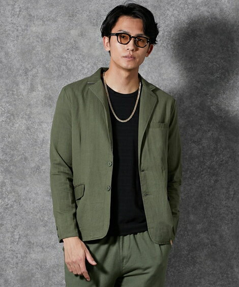 ジャケット アウター メンズ 綿麻素材 カジュアル テーラード 夏 BEIGE/KHAKI M/L/LL ニッセン nissen