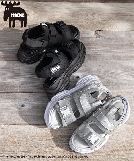 サンダル レディース moz 厚底 スポーツ ワイズ3E ライトグレー×ホワイト/黒×黒 22.5/23.5/24/24.5cm ニッセン nissenのサムネイル