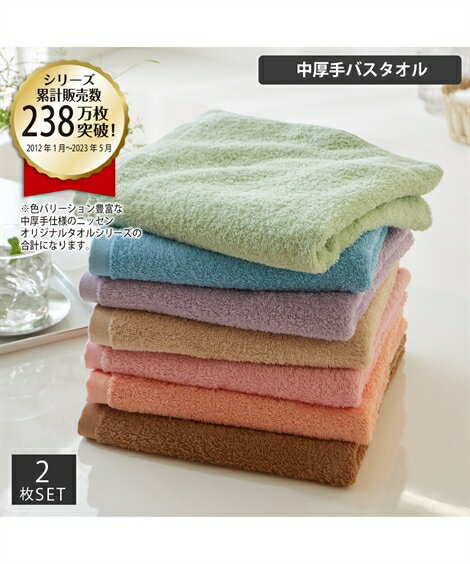 バスタオル Dailycolor 中厚手 同色 2枚セット 