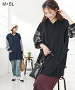 ＼30%OFFセール 1/14 23:59まで／ママ 産前 産後 授乳服 袖切替え マタニティ 長袖 ゆる パーカー チュニック カーキブラウン系/ネイビー系/黒系 LL ニッセン nissen