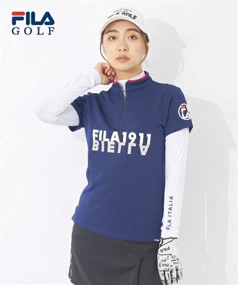 フィラ スポーツウェア トップス FILAGOLF 大きいサイズ レディース FILA GOLF 半袖 シャツ インナー あり フィラ ゴルフ 793-500 ネイビー/ホワイト 4L/5L/6L トレーニング フィットネス 運動 ジム ニッセン nissen