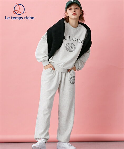 パンツ ストレート レディース フラワーロゴスエット セットアップ対応 Le temps riche アイボリー/ネイビー M/L ニッセン nissenのサムネイル