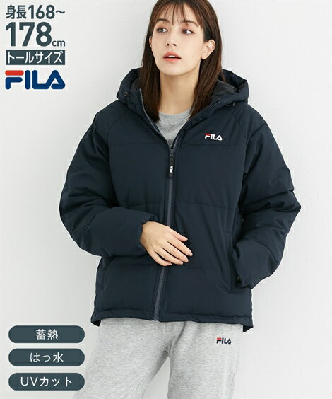 スポーツウェア アウター FILA トールサイズ レディース 高身長 ヒーティング蓄熱アルミ中綿 ジャケット はっ水 蓄熱 UVカット ネイビー/黒 3L/4L/5L スポーツ観戦 羽織 トレーニング フィット…