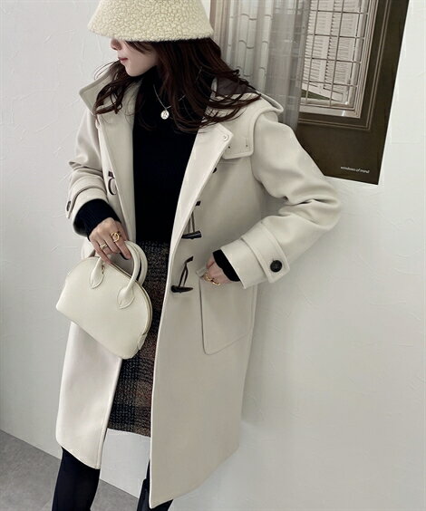 コート アウター レディース ウール調ダッフル 冬 アイボリー/ライトグレー/黒 LL ニッセン nissenのサムネイル