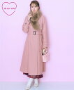 コート アウター 大きいサイズ レディース 2way カラー ロング marun ピンク/黒 L/LL/3L/4L/5L ニッセン nissen