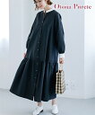 ワンピース ロング マキシ レディース クレリック Otona Purete 杢グレー系 M/L/LL/3L ひざ下 ニッセン nissen(4)