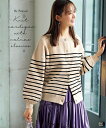 ニット セーター レディース ボリューム袖 カーディガン アイボリー×黒/黒 S/M/L/LL ニッセン nissen