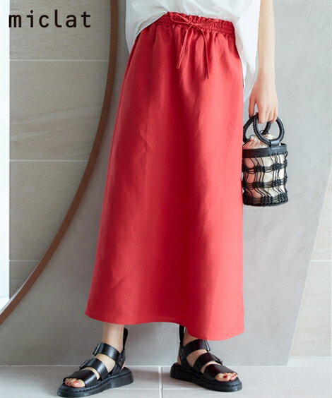 【店内全品対象★25%OFFクーポン配布中★先着1,500名限定 11/20 20時開始】ロングスカート 大きいサイズ レディース リラックススカート miclat マキシスカート 長め ロンスカ ネイビー/レッド 6L/8L/10L ニッセン nissen