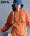 【店内全品対象★25%OFFクーポン配布中★先着1,500名限定 7/19 20時開始】Tシャツ カットソー 大きいサイズ レディース 綿100% ピグメント製品染2点セット ロング スリーブ + タンクトップ GEVS. オレンジ/チャコール L/LL/3L/4L/5L ニッセン nissen
