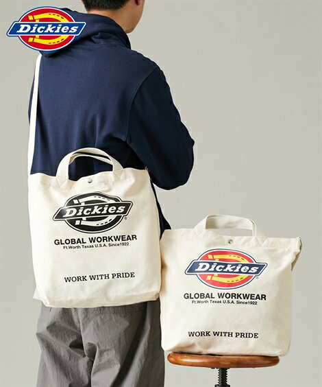 ディッキーズ バッグ メンズ Dickies メンズ ロゴキャンバス2WAY ショルダー バッグ DICKIES ディッキーズ 斜め掛け かばん バック おしゃれ 02オフホワイト/80ブラック ニッセン nissen