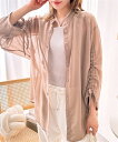 シャツ ブラウス レディース 袖ギャザーシアー オフホワイト/サックス/モカ M/L ニッセン nissen