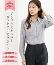 シャツ ブラウス レディース ストライプ柄 カットソー 素材 長袖 チラ見え防止ボタン付 吸汗速乾 形態安定 夏 サックスストライプ S/M/L ニッセン ni...