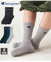 Champion メンズ 底パイルクルー丈 ソックス 3足組 ソックス グレー3足組/ネイビー+グレー+黒/黒3足組/白3足組 23.0~25.0/25.0~27.0/27.0~29.0cm ニッセン nissen