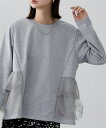 Tシャツ カットソー レディース 裏毛 サイドフリル トップス ベージュ/黒/杢グレー S/M/L/LL ニッセン nissen
