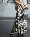 ロングスカート レディース 総アート柄 ロング丈 スカート Soiunique マキシスカート 長め ロンスカ ブラック系 M~L/L~LL ニッセン nissen