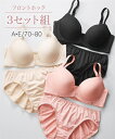 ブラジャー ショーツ セット レディース シンプルフロントホックシームレス 3セット組 ブラショーツ 女性 インナー パンツ パンティ 3セット組 A70_M〜D80_L ニッセン nissen