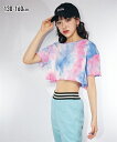 【店内全品対象★25%OFFクーポン配布中★先着1,500名限定 7/19 20時開始】Tシャツ 子供服 キッズ ショート 丈タイダイ風 プリント トップス カ...