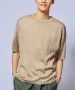 ニット セーター メンズ クルーネック5分袖サマー ブルー/ベージュ M/L/LL ニッセン nissen