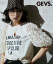 Tシャツ カットソー 大きいサイズ レディース フリル袖パフスリーブ トップス GEVS. アイボリー/黒 L/LL/3L/4L/5L ニッセン nissen