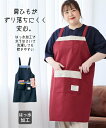 大きいサイズ レディース はっ水加工ポケットいっぱい エプロン ネイビー/レッド L~LL/3L~4L ニッセン nissen